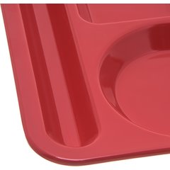 4398005 Left-Hand Heavyweight 6-Compartment Melamine Tray 10" x 14" - Red