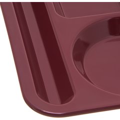 4398085 Left-Hand Heavyweight 6-Compartment Melamine Tray 10" x 14" - Dark Cranberry