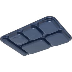 4398850 Right Hand 6-Compartment Melamine Tray 14.5" x 10" - Dark Blue
