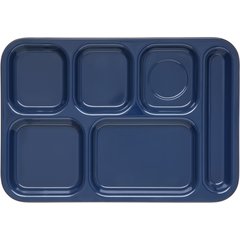 4398850 Right Hand 6-Compartment Melamine Tray 14.5" x 10" - Dark Blue