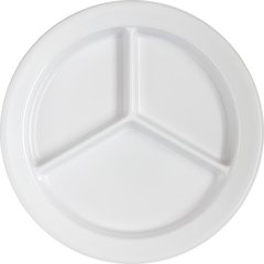 4351602 Dallas Ware® Melamine 3-Compartment Deep Plate 9" - White