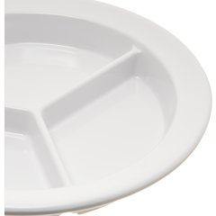 4351602 Dallas Ware® Melamine 3-Compartment Deep Plate 9" - White