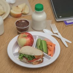 4351602 Dallas Ware® Melamine 3-Compartment Deep Plate 9" - White