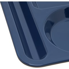 4398050 Left-Hand Heavyweight 6-Compartment Melamine Tray 10" x 14" - Dark Blue