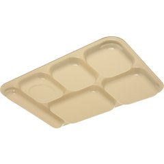 4398825 Right Hand 6-Compartment Melamine Tray 14.5" x 10" - Tan