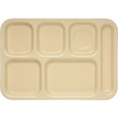 4398825 Right Hand 6-Compartment Melamine Tray 14.5" x 10" - Tan