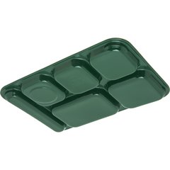 4398808 Right Hand 6-Compartment Melamine Tray 14.5" x 10" - Forest Green