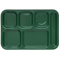 4398808 Right Hand 6-Compartment Melamine Tray 14.5" x 10" - Forest Green