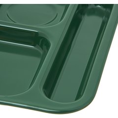 4398808 Right Hand 6-Compartment Melamine Tray 14.5" x 10" - Forest Green