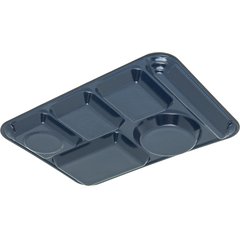 4398035 Left-Hand Heavyweight 6-Compartment Melamine Tray 10" x 14" - Café Blue