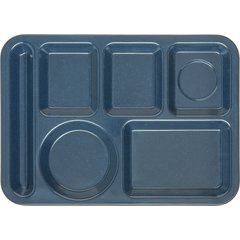 4398035 Left-Hand Heavyweight 6-Compartment Melamine Tray 10" x 14" - Café Blue