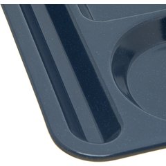 4398035 Left-Hand Heavyweight 6-Compartment Melamine Tray 10" x 14" - Café Blue