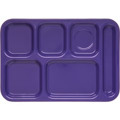 4398887 Right Hand 6-Compartment Melamine Tray 14.5" x 10" - Purple