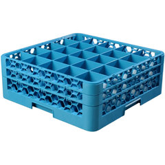 RG25-214 OptiClean™ 25-Compartment Divided Glass Rack with 2 Extenders 7.12" - Carlisle Blue