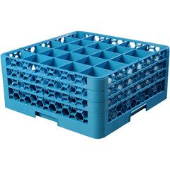RG25-314 OptiClean™ 25-Compartment Divided Glass Rack with 3 Extenders 8.72" - Carlisle Blue