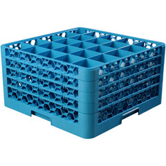 RG25-414 OptiClean™ 25-Compartment Divided Glass Rack with 4 Extenders 10.3" - Carlisle Blue