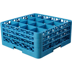 RG16-314 OptiClean™ 16-Compartment Divided Glass Rack with 3 Extenders 8.72" - Carlisle Blue