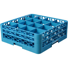 RG16-214 OptiClean™ 16-Compartment Divided Glass Rack with 2 Extenders 7.12" - Carlisle Blue