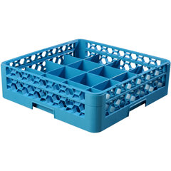 RC16-114 OptiClean™ 16-Compartment Divided Tilted Glass Rack with 1 Open Extender 16 Compartment - Carlisle Blue