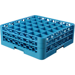 RG36-214 OptiClean™ 36-Compartment Divided Glass Rack with 2 Extenders 7.12" - Carlisle Blue