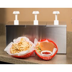 38623IB Insulated Condiment Topping Rail with 3 Standard Pumps & Ice Packs  - Stainless Steel