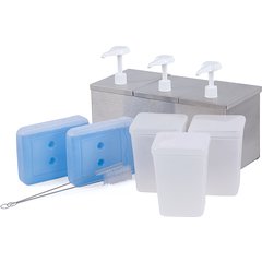 38623IB Insulated Condiment Topping Rail with 3 Standard Pumps & Ice Packs  - Stainless Steel