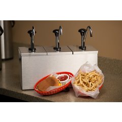 386230IB Insulated Condiment Topping Rail with 3 Metal Pumps & Ice Packs  - Stainless Steel
