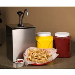 386010 High Capacity Condiment Topping Rail with Metal Pump  - Stainless Steel