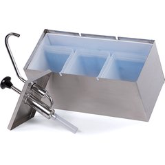 386230IB Insulated Condiment Topping Rail with 3 Metal Pumps & Ice Packs  - Stainless Steel