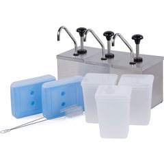 386230IB Insulated Condiment Topping Rail with 3 Metal Pumps & Ice Packs  - Stainless Steel