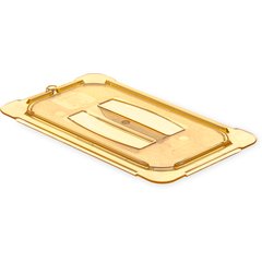 10490U13 StorPlus™ High Heat Handled Universal Food Pan Lid 1/4 Size - Amber