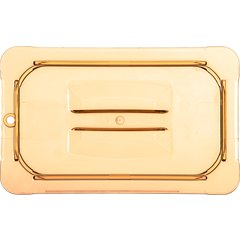 10490U13 StorPlus™ High Heat Handled Universal Food Pan Lid 1/4 Size - Amber