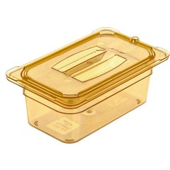 10490U13 StorPlus™ High Heat Handled Universal Food Pan Lid 1/4 Size - Amber