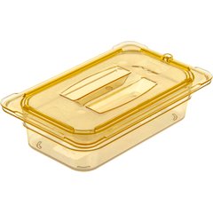 10490U13 StorPlus™ High Heat Handled Universal Food Pan Lid 1/4 Size - Amber