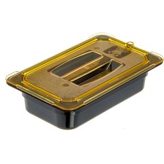 10490U13 StorPlus™ High Heat Handled Universal Food Pan Lid 1/4 Size - Amber