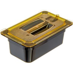 10490U13 StorPlus™ High Heat Handled Universal Food Pan Lid 1/4 Size - Amber