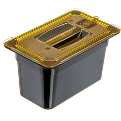 10490U13 StorPlus™ High Heat Handled Universal Food Pan Lid 1/4 Size - Amber