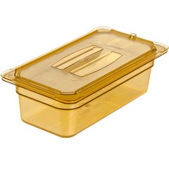 10470U13 StorPlus™ High Heat Handled Universal Food Pan Lid 1/3 Size - Amber