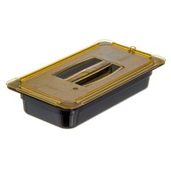 10470U13 StorPlus™ High Heat Handled Universal Food Pan Lid 1/3 Size - Amber