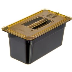 10470U13 StorPlus™ High Heat Handled Universal Food Pan Lid 1/3 Size - Amber
