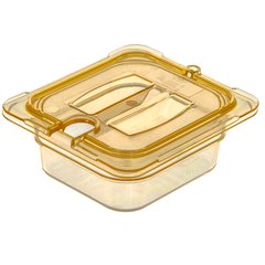 10511U13 StorPlus™ High Heat Handled Notched Universal Food Pan Lid 1/6 Size - Amber