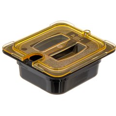 10511U13 StorPlus™ High Heat Handled Notched Universal Food Pan Lid 1/6 Size - Amber