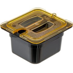10511U13 StorPlus™ High Heat Handled Notched Universal Food Pan Lid 1/6 Size - Amber