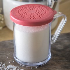 4250S55 SAN Shaker/Dredge With Seasoning Lid 1 cup / 8 oz / Hole Dia 0.085 - Rose