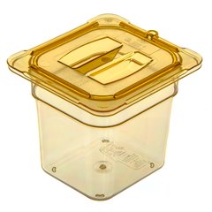 10510U13 StorPlus™ High Heat Handled Universal Food Pan Lid 1/6 Size - Amber