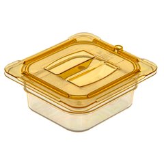 10510U13 StorPlus™ High Heat Handled Universal Food Pan Lid 1/6 Size - Amber