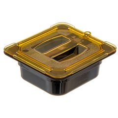 10510U13 StorPlus™ High Heat Handled Universal Food Pan Lid 1/6 Size - Amber