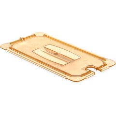 10471U13 StorPlus™ High Heat Handled Notched Universal Food Pan Lid 1/3 Size - Amber