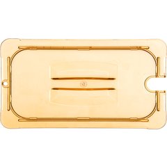 10471U13 StorPlus™ High Heat Handled Notched Universal Food Pan Lid 1/3 Size - Amber