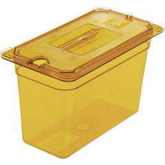 10471U13 StorPlus™ High Heat Handled Notched Universal Food Pan Lid 1/3 Size - Amber